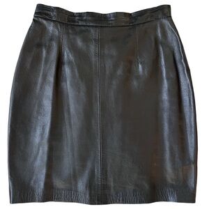 Vintage Michael Hoban North Beach Leather Black Leather Pencil Mini Skirt size 4